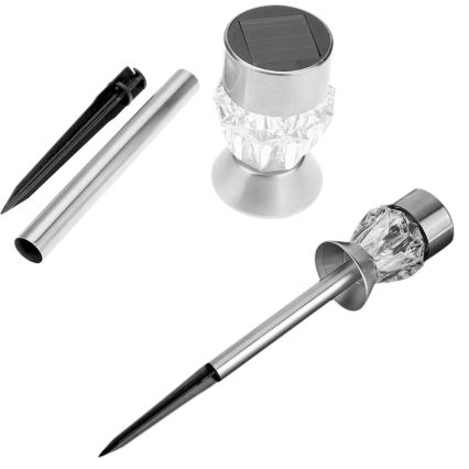 Candeeiro solar LED CRYSTAL 2xLED-RGB/0,02W/1xAAA cromo mate IP44