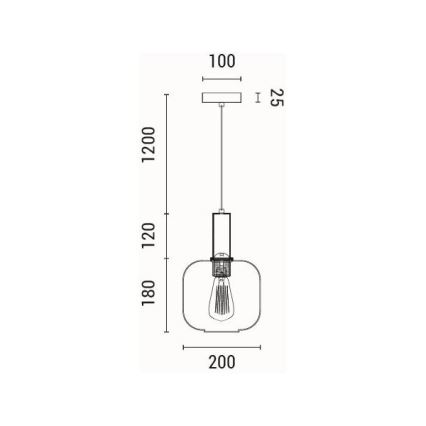 Candeeiro suspenso 1xE27/15W/230V castanho diâmetro 20 cm