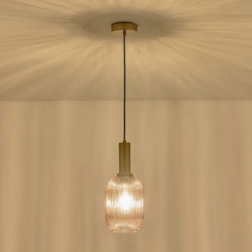 Candeeiro suspenso 1xE27/15W/230V castanho pr. 13 cm