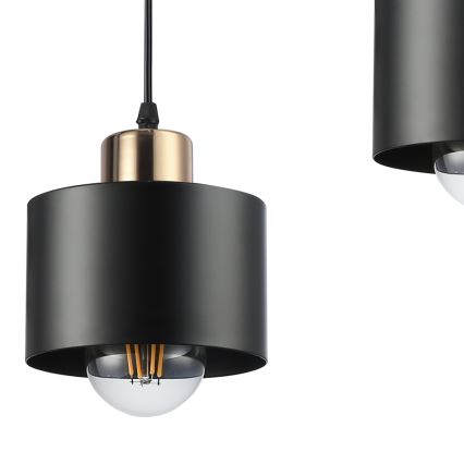 Candeeiro suspenso 1xE27/35W/230V diâmetro 12 cm preto/dourado