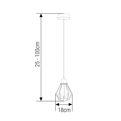 Candeeiro suspenso 1xE27/35W/230V diâmetro 18 cm preto