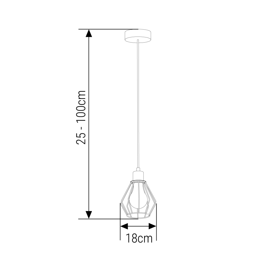 Candeeiro suspenso 1xE27/35W/230V diâmetro 18 cm preto