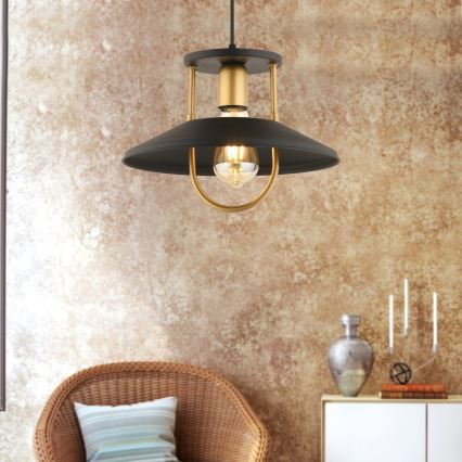 Candeeiro suspenso 1xE27/40W/230V preto/dourado