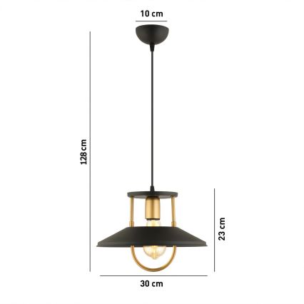 Candeeiro suspenso 1xE27/40W/230V preto/dourado