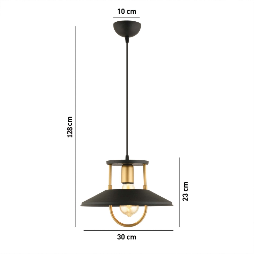 Candeeiro suspenso 1xE27/40W/230V preto/dourado