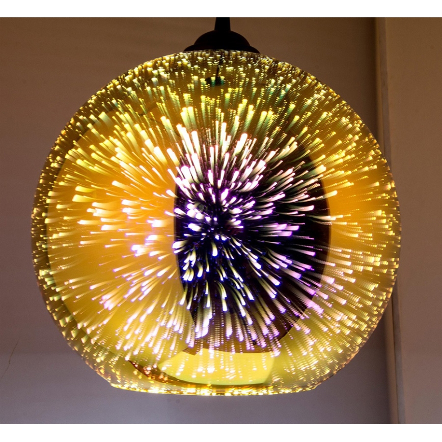 Candeeiro suspenso 1xE27/60W/230V diâmetro 30 cm dourado