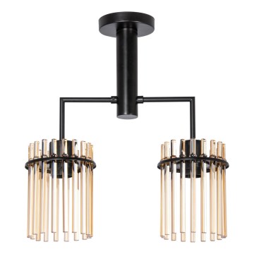 Candeeiro suspenso 2xE27/60W/230V preto/fumado