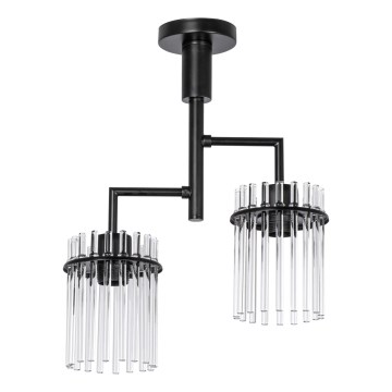 Candeeiro suspenso 2xE27/60W/230V preto/transparente