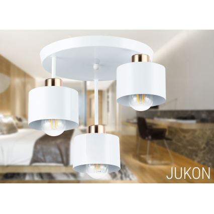 Candeeiro suspenso 3xE27/35W/230V diâmetro 30 cm branco/dourado