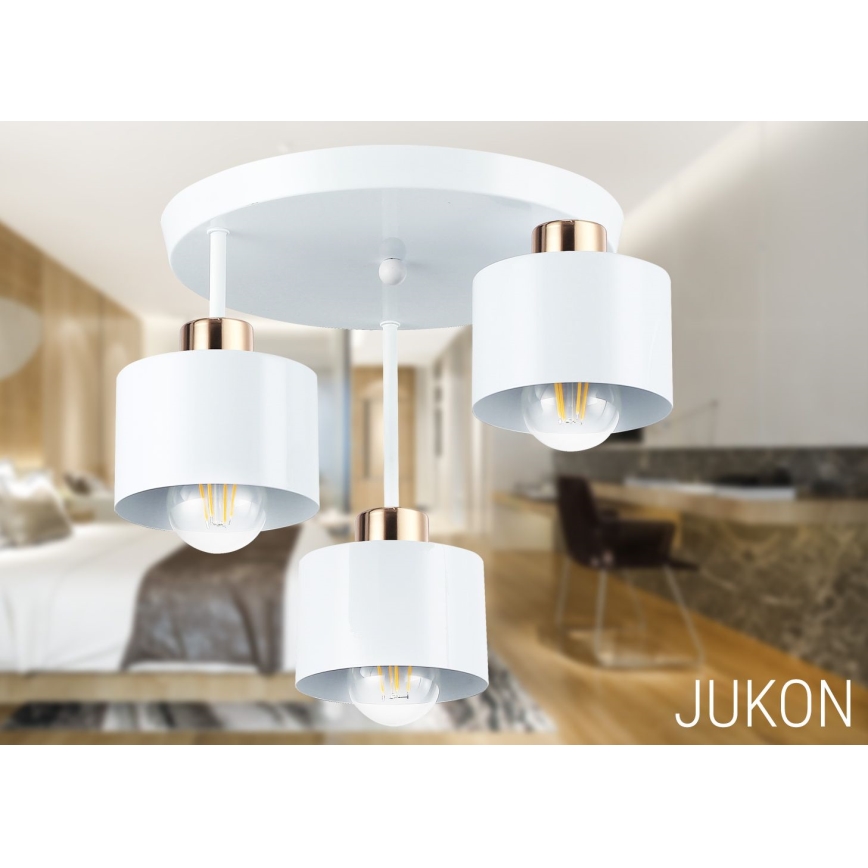 Candeeiro suspenso 3xE27/35W/230V diâmetro 30 cm branco/dourado