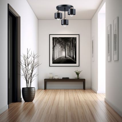 Candeeiro suspenso 3xE27/35W/230V diâmetro 30 cm preto/dourado