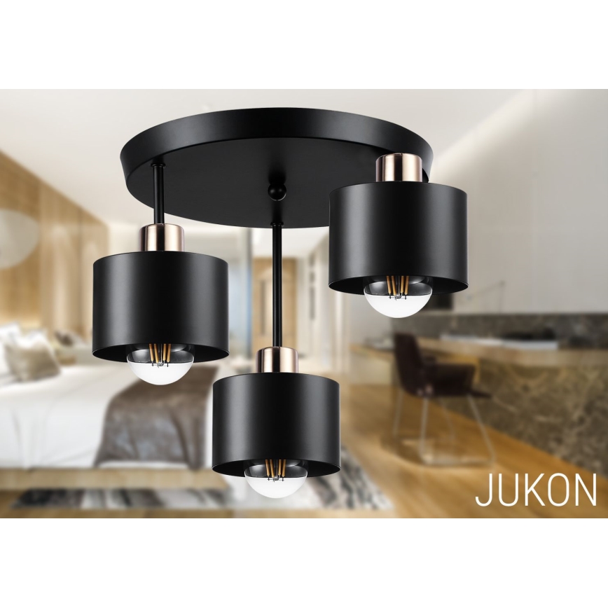 Candeeiro suspenso 3xE27/35W/230V diâmetro 30 cm preto/dourado