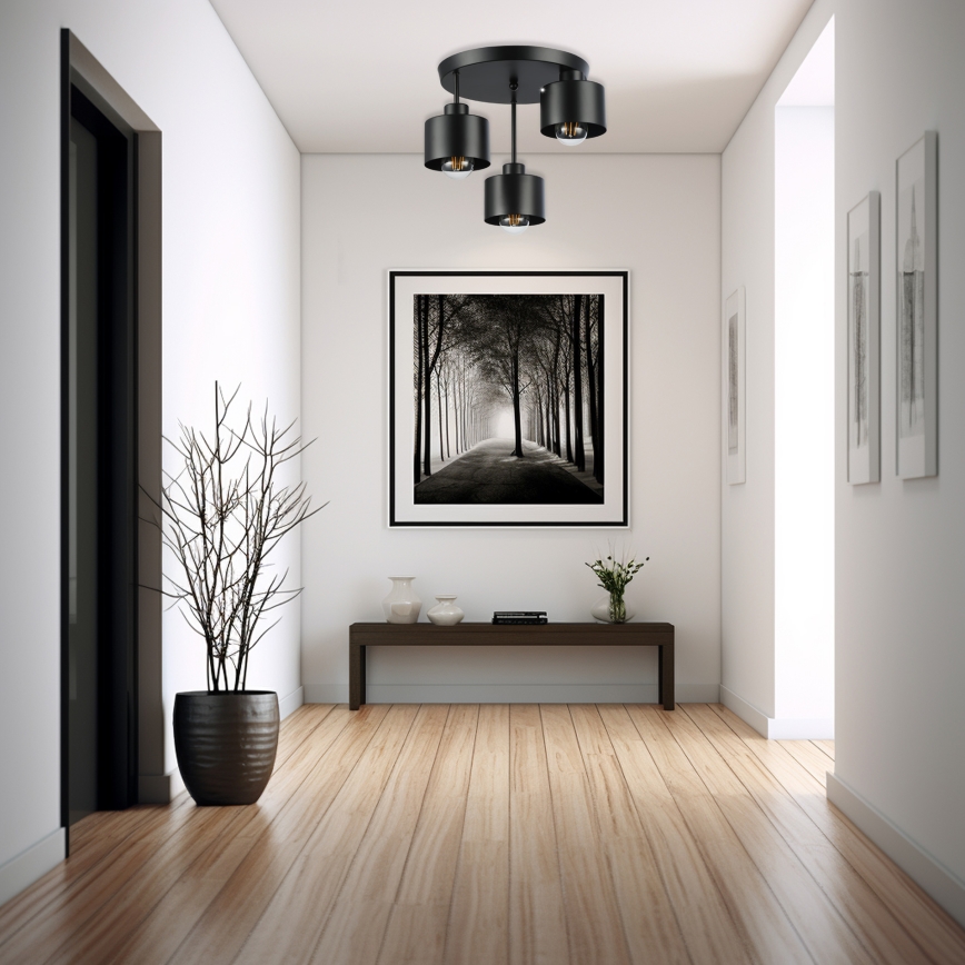 Candeeiro suspenso 3xE27/35W/230V diâmetro 30 cm preto