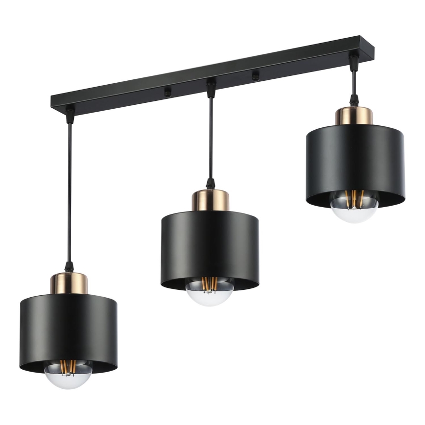 Candeeiro suspenso 3xE27/35W/230V preto/dourado