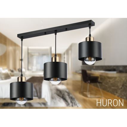 Candeeiro suspenso 3xE27/35W/230V preto/dourado