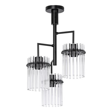 Candeeiro suspenso 3xE27/60W/230V preto/transparente
