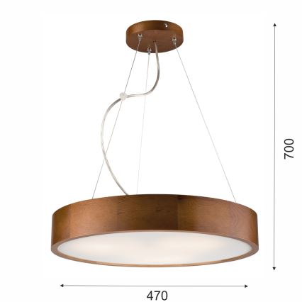 Candeeiro suspenso 3xE27/60W/230V ø 47 cm pinho