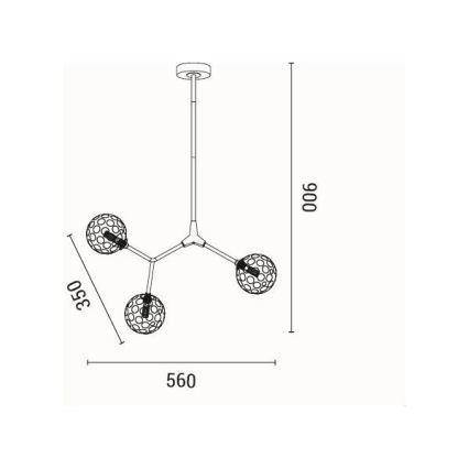 Candeeiro suspenso 3xG9/15W/230V cinzento