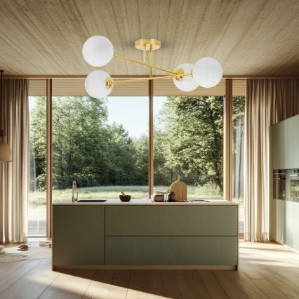 Candeeiro suspenso 4xE27/35W/230V diâmetro 70 cm dourado