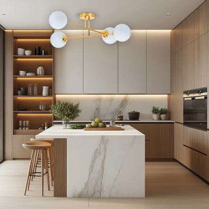 Candeeiro suspenso 4xE27/35W/230V diâmetro 70 cm dourado