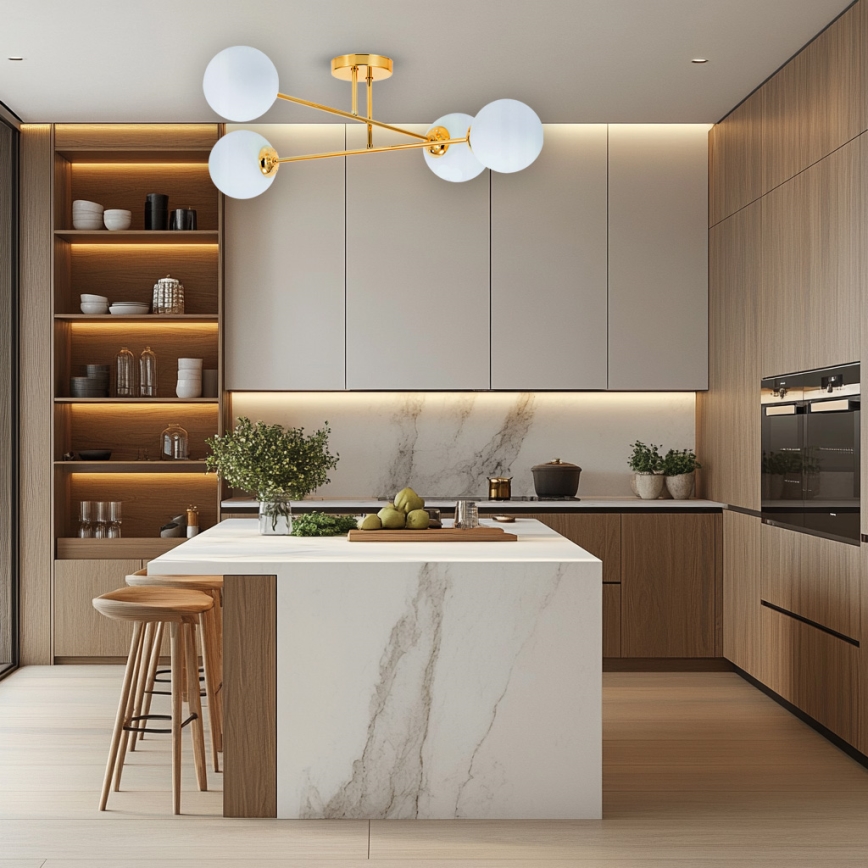 Candeeiro suspenso 4xE27/35W/230V diâmetro 70 cm dourado