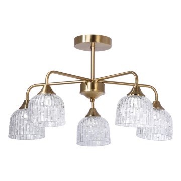 Candeeiro suspenso 5xE14/60W/230V dourado