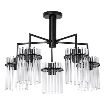 Candeeiro suspenso 5xE27/60W/230V preto/transparente