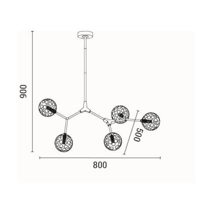 Candeeiro suspenso 5xG9/15W/230V cinzento