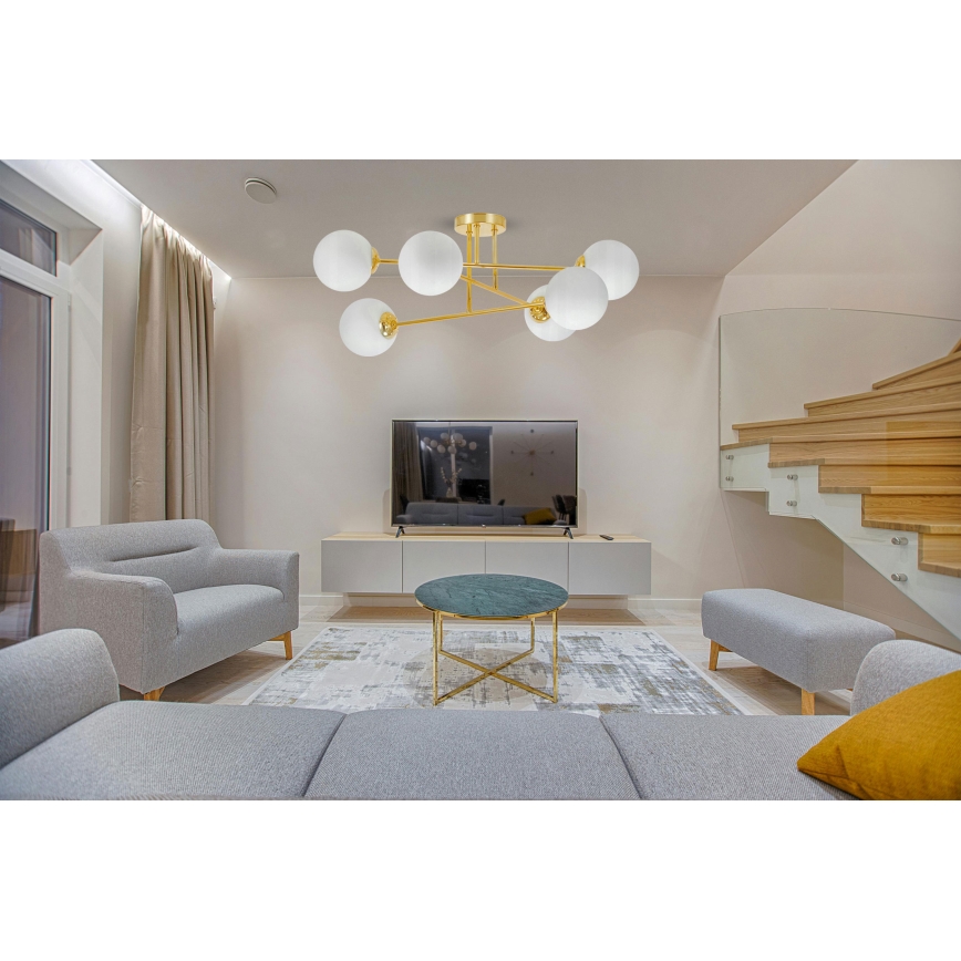 Candeeiro suspenso 6xE27/35W/230V diâmetro 80 cm dourado