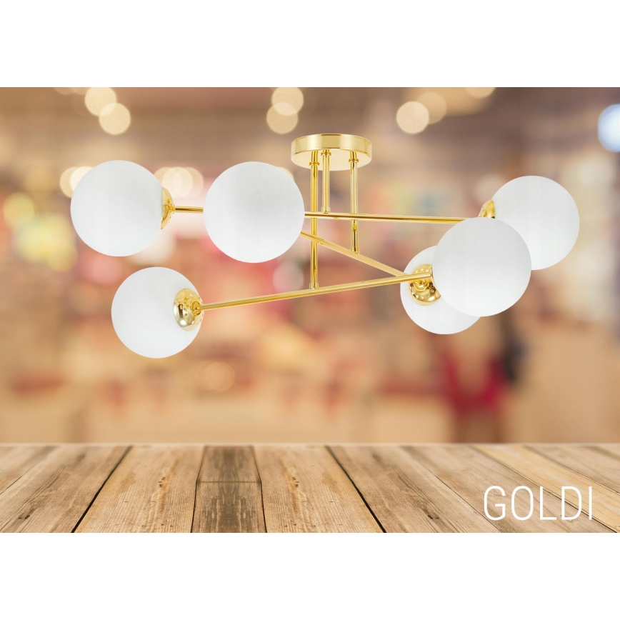 Candeeiro suspenso 6xE27/35W/230V diâmetro 80 cm dourado