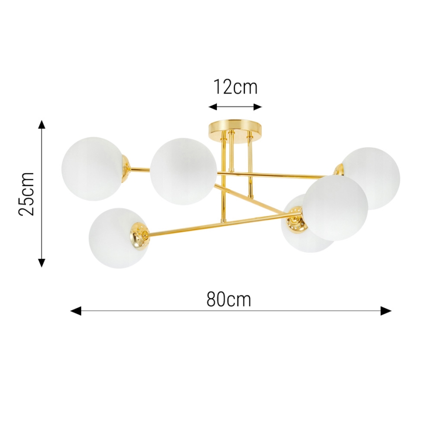 Candeeiro suspenso 6xE27/35W/230V diâmetro 80 cm dourado