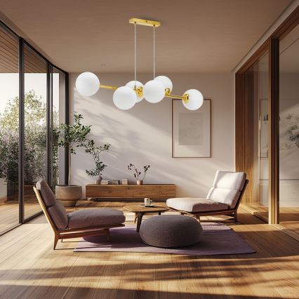 Candeeiro suspenso 6xE27/35W/230V dourado