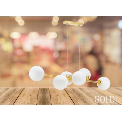 Candeeiro suspenso 6xE27/35W/230V dourado