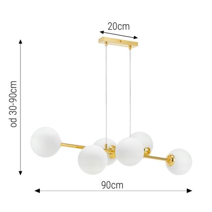Candeeiro suspenso 6xE27/35W/230V dourado