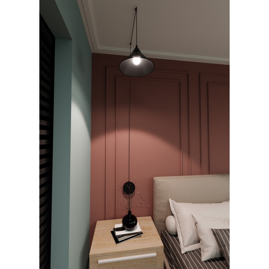 Candeeiro suspenso ABRAMO 1xE27/15W/230V preto