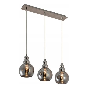 Candeeiro suspenso AKSO 3xE14/40W/230V cromado mate