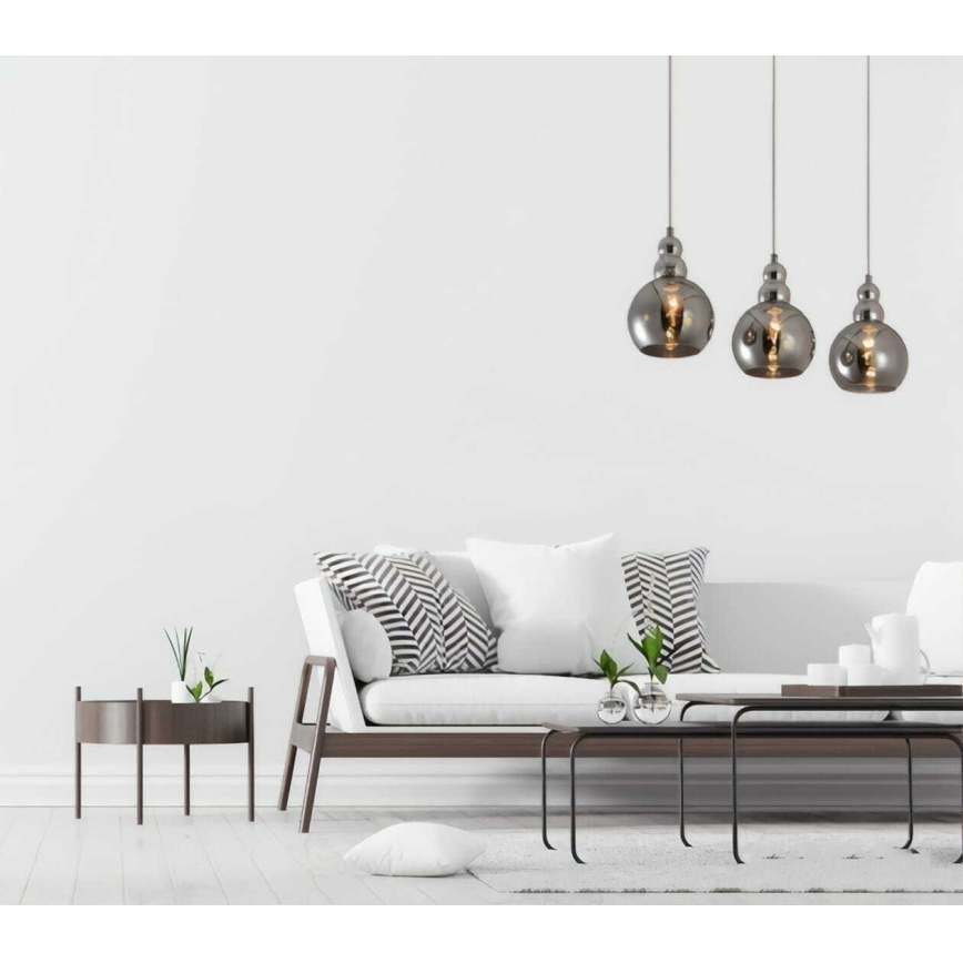 Candeeiro suspenso AKSO 3xE14/40W/230V cromado mate