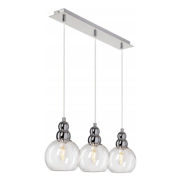 Candeeiro suspenso AKSO 3xE14/40W/230V prateado