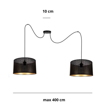 Candeeiro suspenso ALDO 2xE27/60W/230V aranha preto