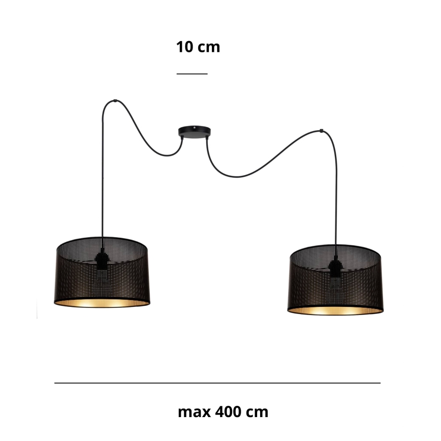 Candeeiro suspenso ALDO 2xE27/60W/230V aranha preto