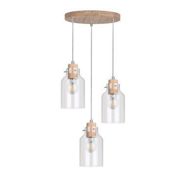 Candeeiro suspenso ALESSANDRO 3xE27/60W/230V carvalho