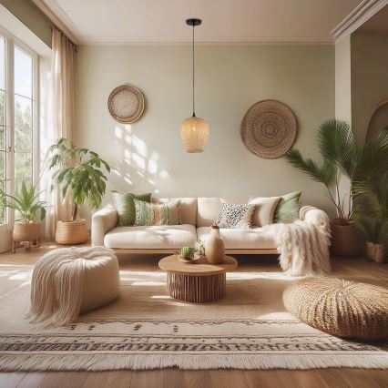 Candeeiro suspenso ALMA 1xE27/60W/230V diâmetro 23 cm bambu