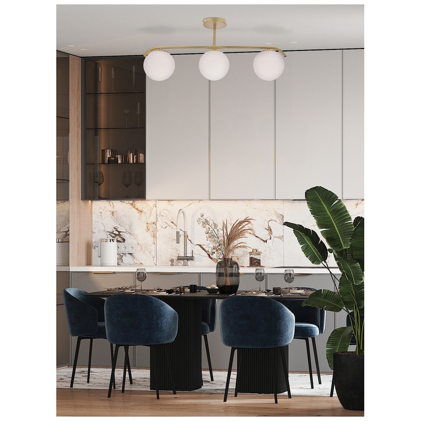 Candeeiro suspenso AMADEO 3xE14/40W/230V latão