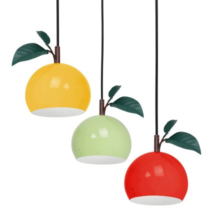 Candeeiro suspenso APPLE 3xE27/15W/230V colorido