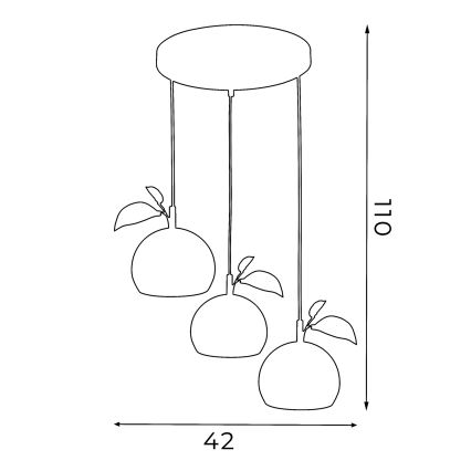 Candeeiro suspenso APPLE 3xE27/15W/230V colorido