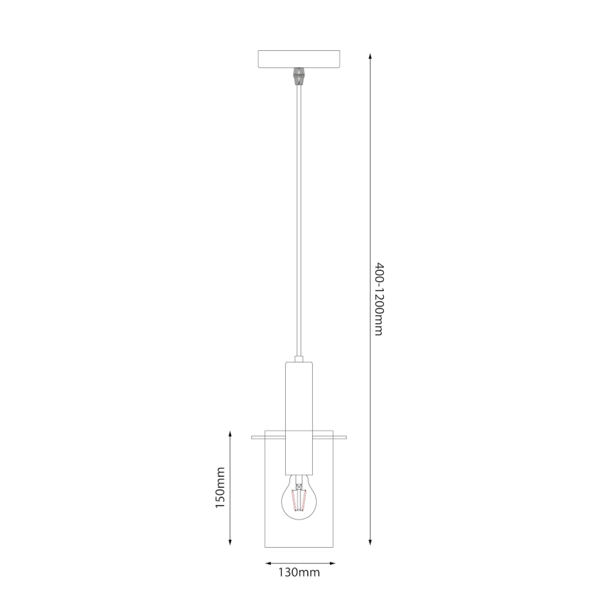 Candeeiro suspenso ARCADIA 1xE27/60W/230V diâmetro 13 cm preto/fumado