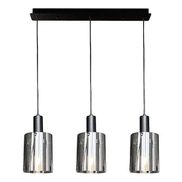 Candeeiro suspenso ARCADIA 3xE27/60W/230V preto/fumado