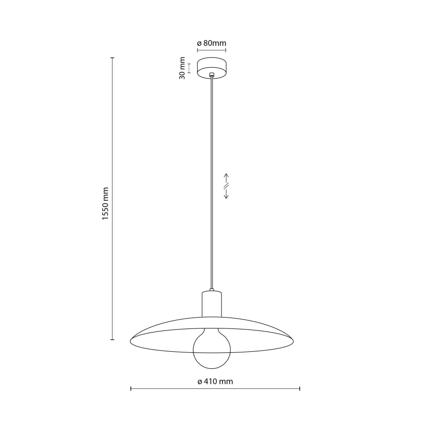 Candeeiro suspenso ASTRA 1xE27/15W/230V diâmetro 41 cm preto