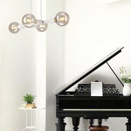 Candeeiro suspenso ASTRID 4xE27/60W/230V branco