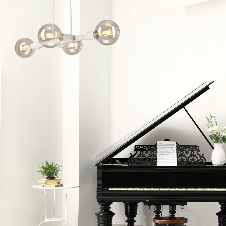 Candeeiro suspenso ASTRID 4xE27/60W/230V branco